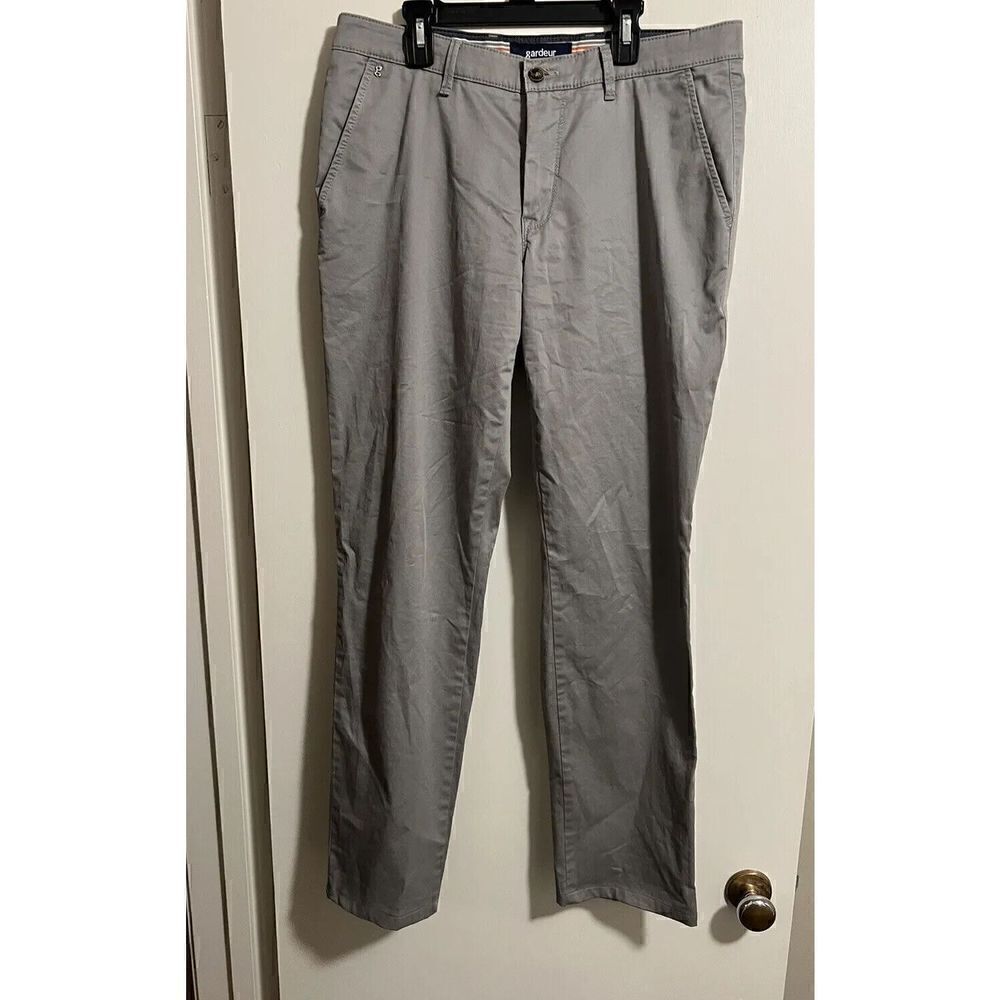 Atelier Garduer Mens Gray Benito Modern Fit Pants Mid Rise Straight Leg 33 x 34